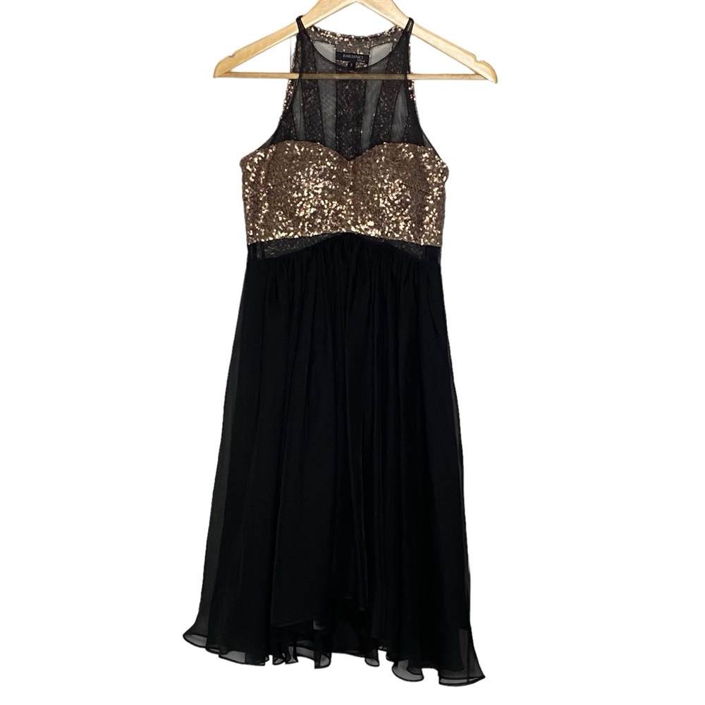 Bariano Black Cocktail Dress Size 8 Formal Party Sequin